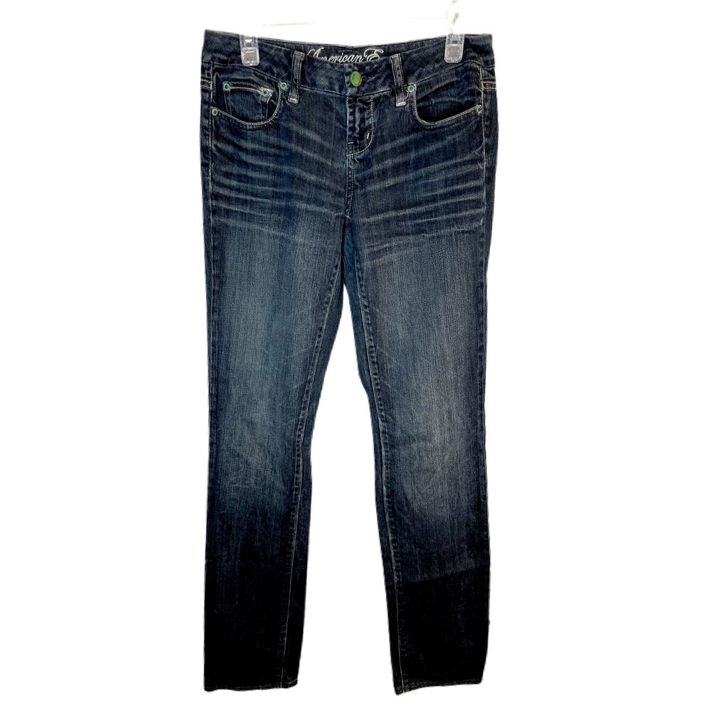American Eagle Low Rise Jeans Distressed Dark Wash size 4 Grunge Academia